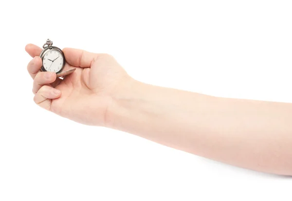 Hand hält alte Taschenuhr — Stockfoto