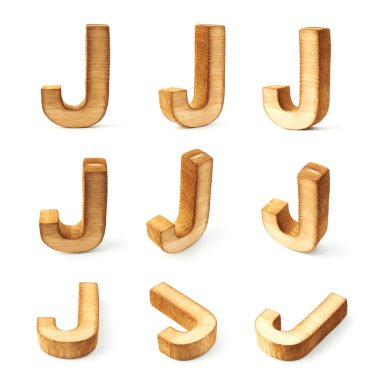 Dokuz ahşap harf J blok
