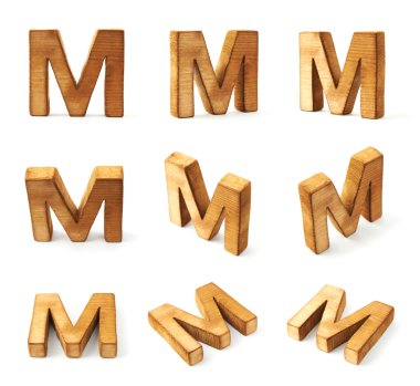 Dokuz blok ahşap harf M