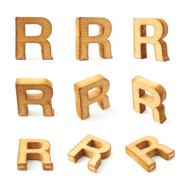 Dokuz ahşap harf R blok