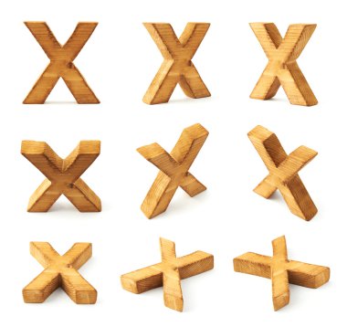 Dokuz ahşap harf X blok