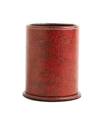 Kırmızı deri kalem tutucu silindir
