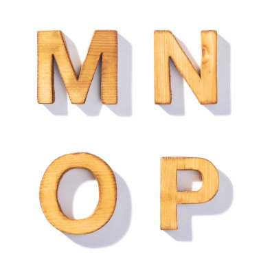 Ahşap harfleri M, N, O, P