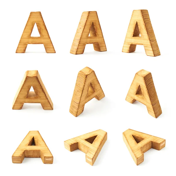 Negen blokkeren houten letters A — Stockfoto