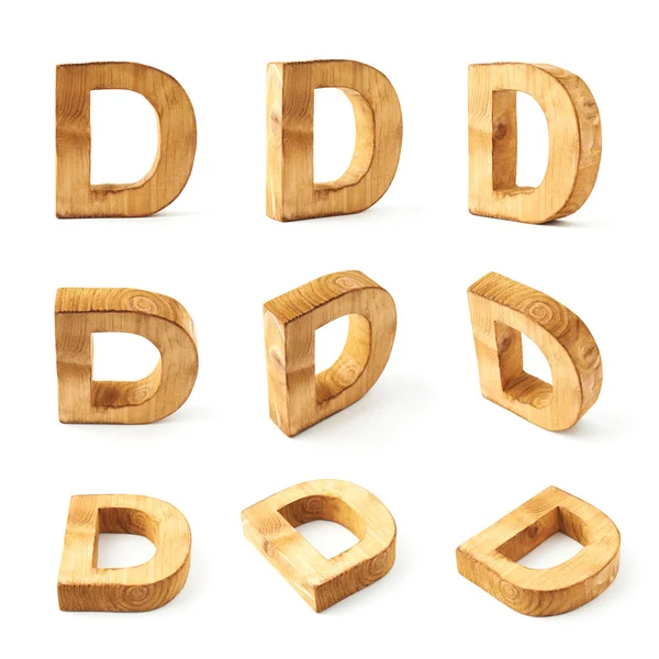 Nueve letras de madera de bloque D —  Fotos de Stock