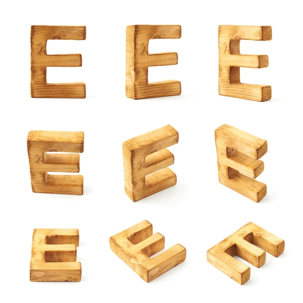 Nove lettere di legno blocco E — Foto Stock