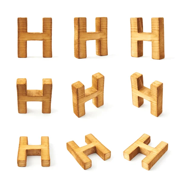 Nove lettere di legno blocco H — Foto Stock