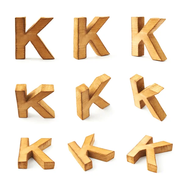 Negen blokkeren houten letters K — Stockfoto