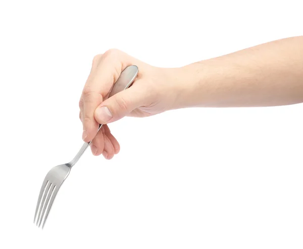 Male hand holding fork — Stock Photo, Image