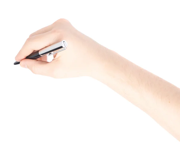 Mužské ruce drží pero — Stock fotografie