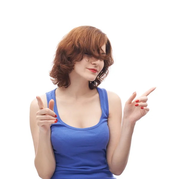 Mujer escuchando música y bailando — Foto de Stock