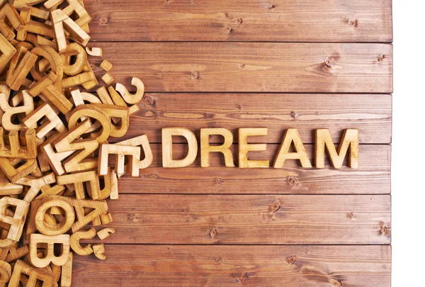 Λέξη όνειρο γίνεται με ξύλινες επιστολές — Φωτογραφία Αρχείου