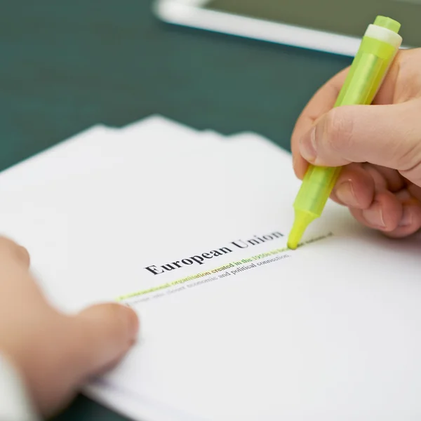 Marking words in a european union definition — Stock Photo, Image