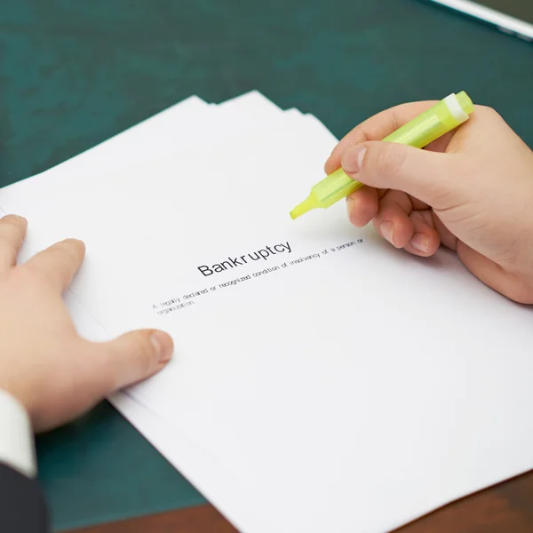 Marking words in a bankruptcy definition — Stock Photo, Image