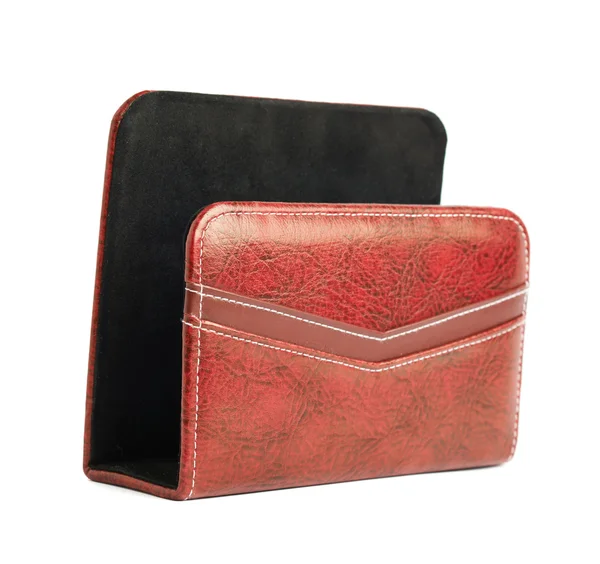 Red leather envelope holder — Stock Photo, Image