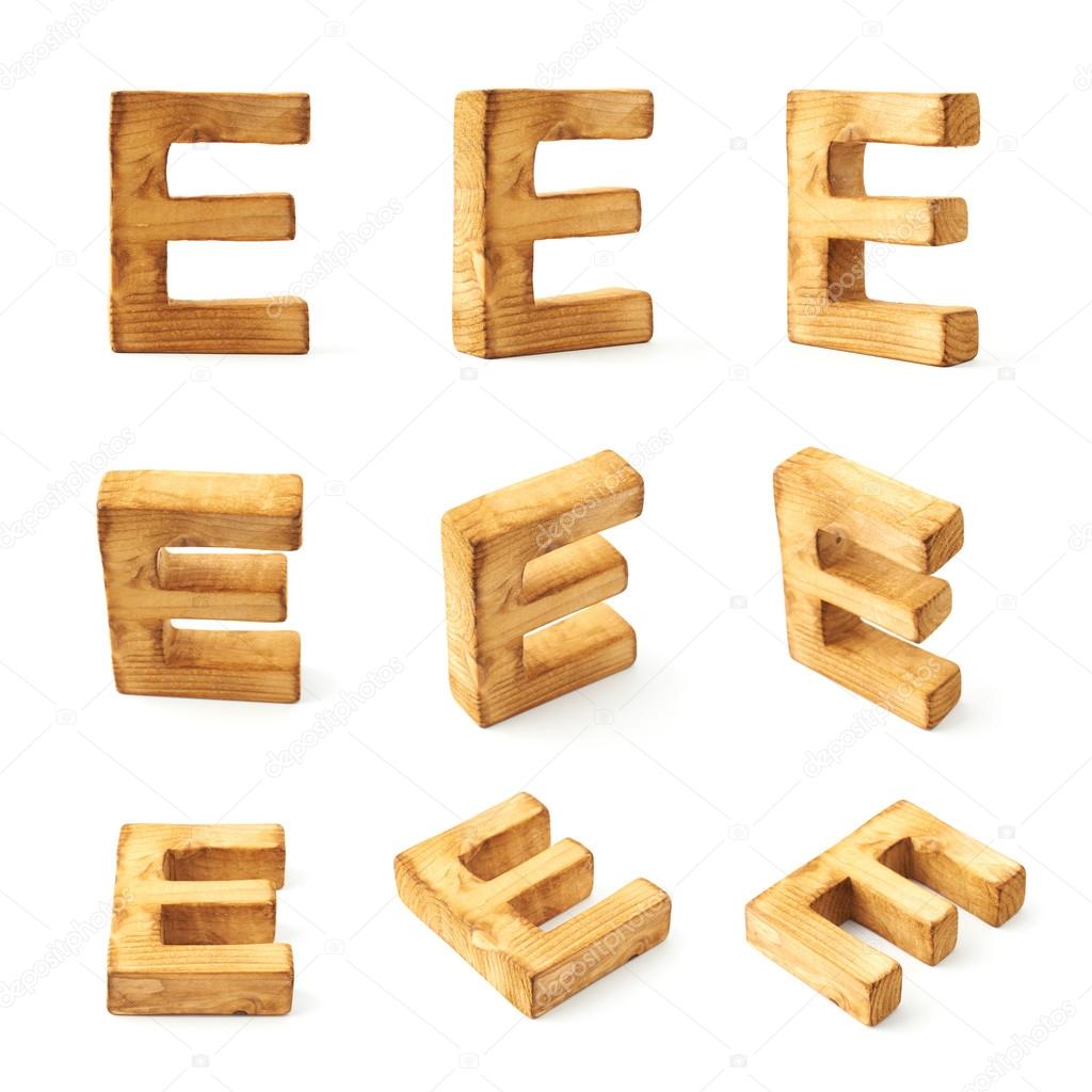 Nine block wooden letters E