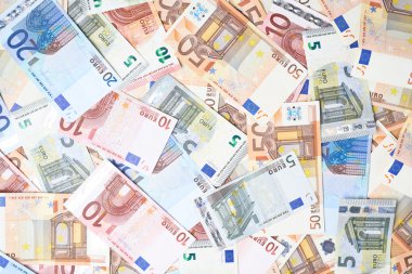 Euro banka notları ile kaplı yüzey