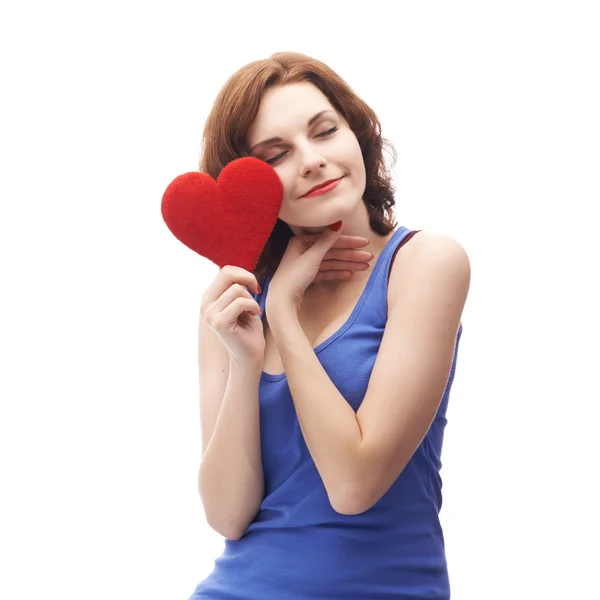 Woman  holding  red heart Royalty Free Stock Images