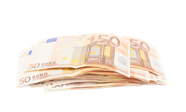 Stack pile of fifty euro bank notes — Stock Photo, Image