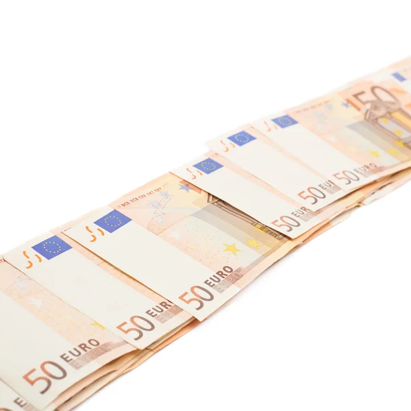 Line of fifty euro bank notes — Stock Photo, Image