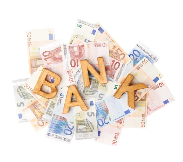 Word Bank over the pile of money — Stock Photo, Image