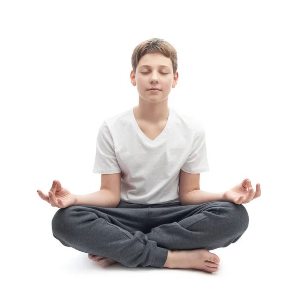 Young boy meditating — Stock Photo, Image