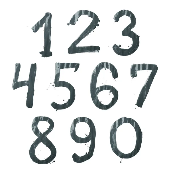 Set of hand drawn with the paint digits — Stock Photo, Image