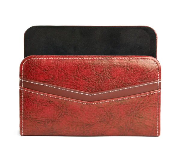 Red leather envelope holder — Stock Photo, Image