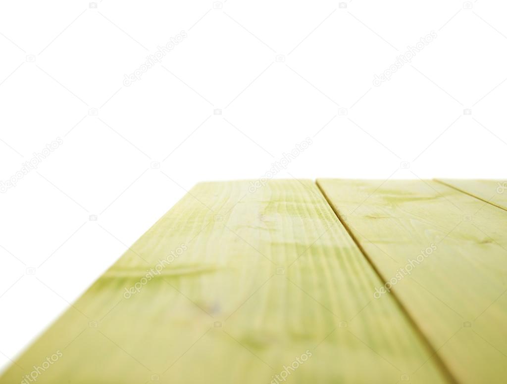Green paint coated wooden boards