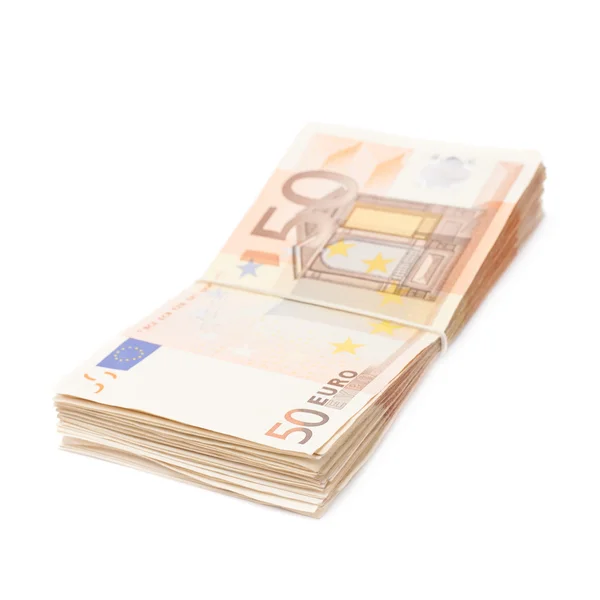 Zásobníku hromadu padesát euro bankovek — Stock fotografie