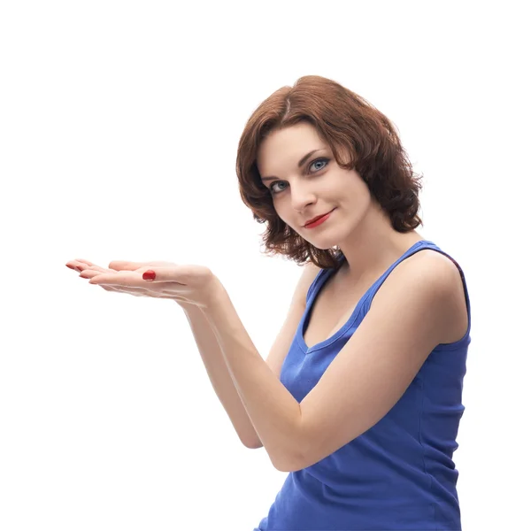 Woman  holding her opened palm — Stock Photo, Image