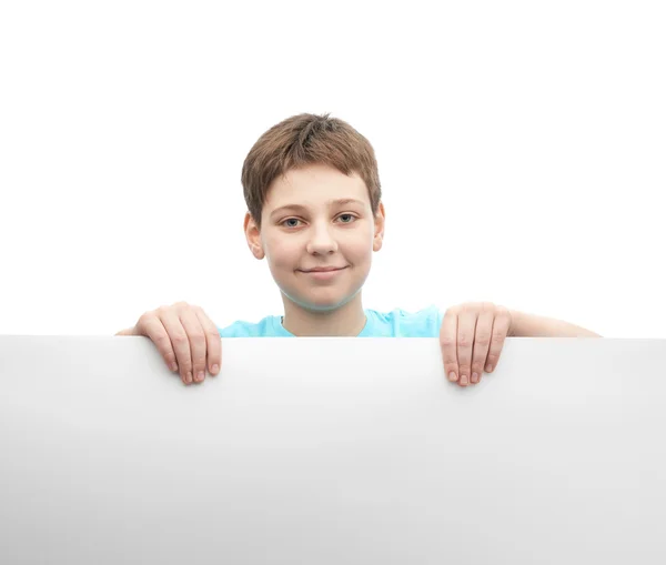 Happy young boy with a sheet of paper — Stock Photo, Image