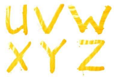 Karakter kümesi U, V, W, X, Y, Z harfi