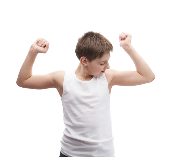 Young boy  stretch himself after sleep — Stock Photo, Image