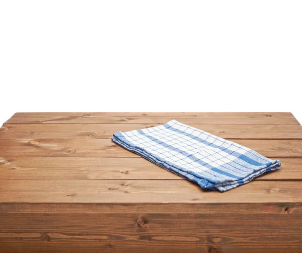 Tablecloth or towel over the wooden table — Stock Photo, Image