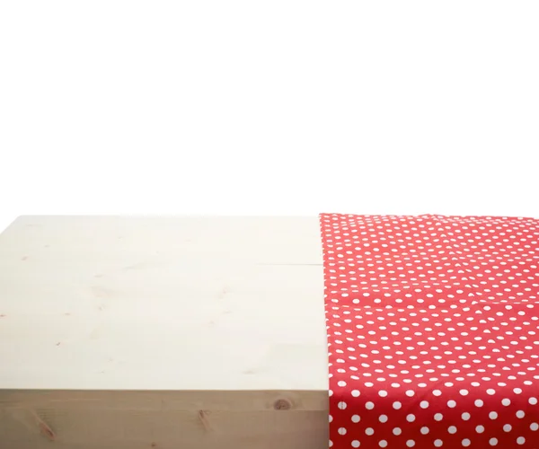 Toalha de mesa ou toalha sobre a mesa de madeira — Fotografia de Stock