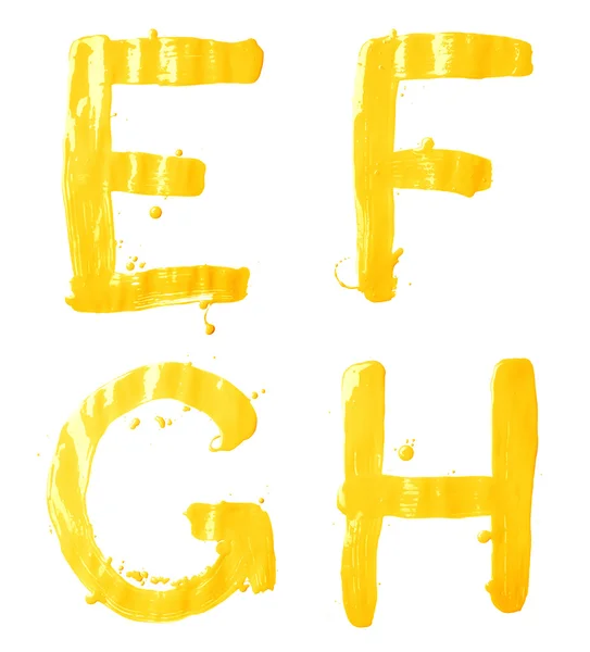 Karakter kümesi E, F, G, H harfi — Stok fotoğraf