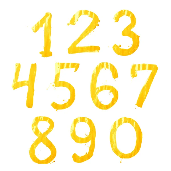 Set of hand drawn with the paint digits — Stock Photo, Image