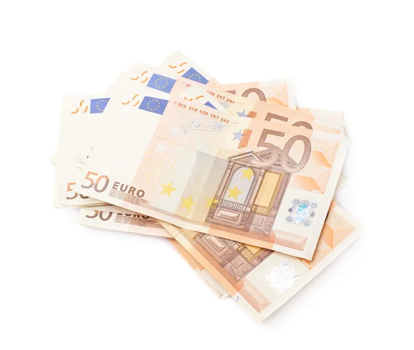 Stack pile of fifty euro bank notes — Stock Photo, Image