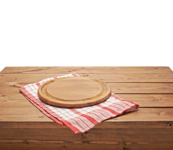テーブル クロスや木製のテーブルの上のタオル — ストック写真