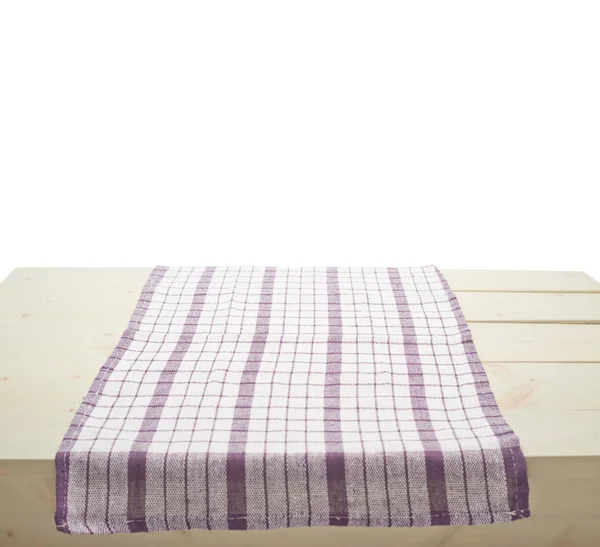 Tablecloth or towel over the wooden table — Stock Photo, Image