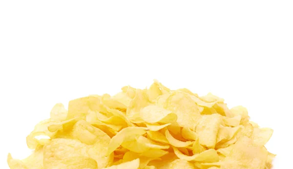 Gele geribbelde chips — Stockfoto