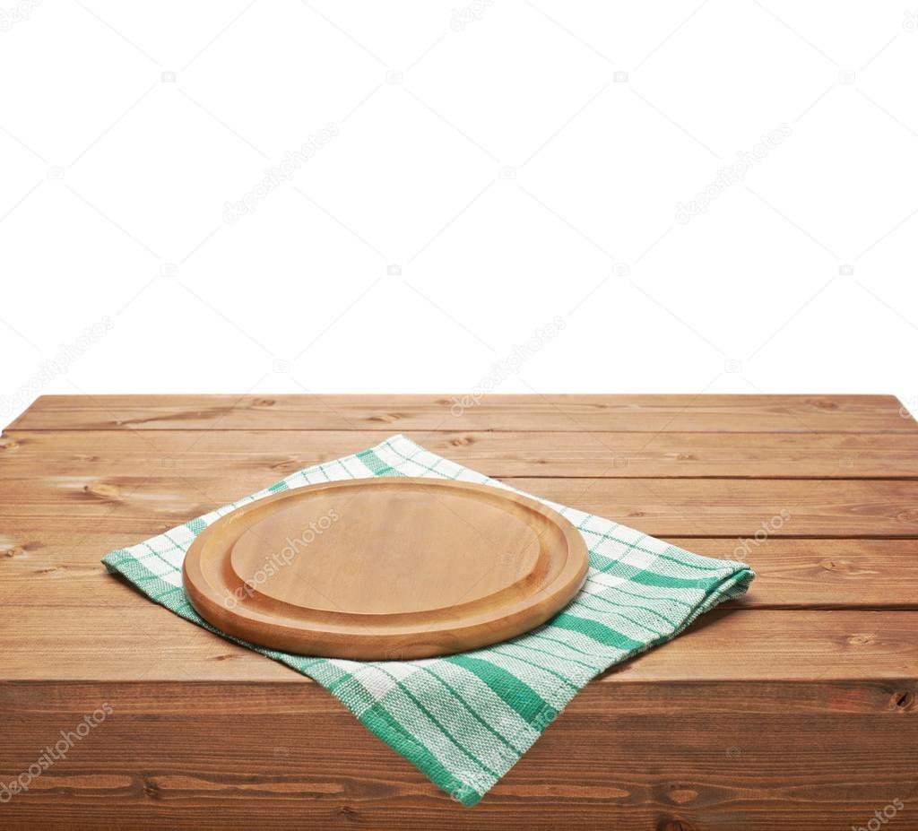 Tablecloth or towel over the wooden table