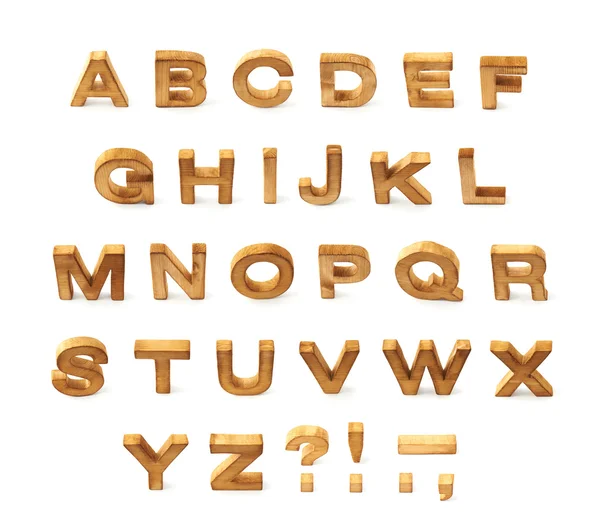 Lettere maiuscole in legno alfabeto ABC — Foto Stock