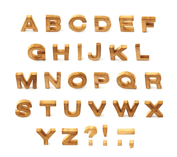 Capital wooden block letter ABC alphabet