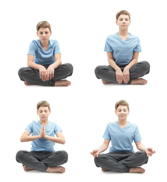 年轻的男孩做瑜伽 — 图库照片