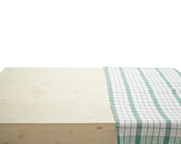 Handtuch über dem Holztisch — Stockfoto