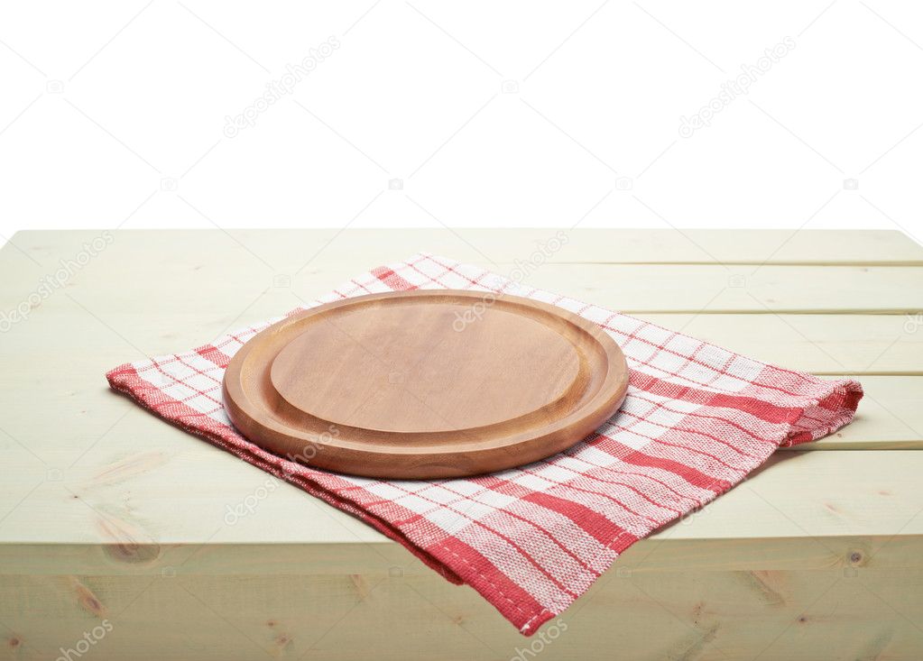 Tablecloth or towel over the wooden table