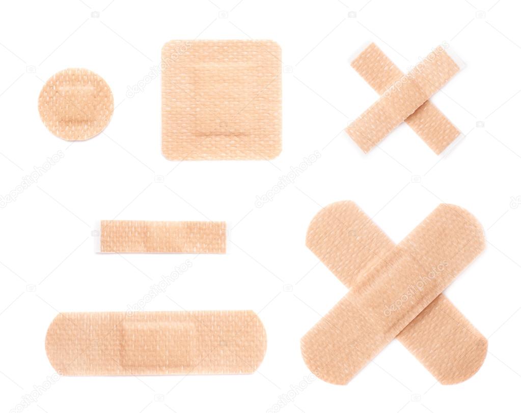Set of adhesive bandage sticking plasters