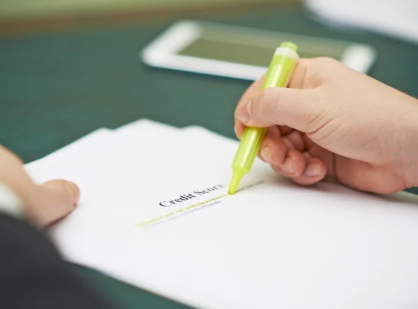 Marking words in a credit score definition — Stock Photo, Image